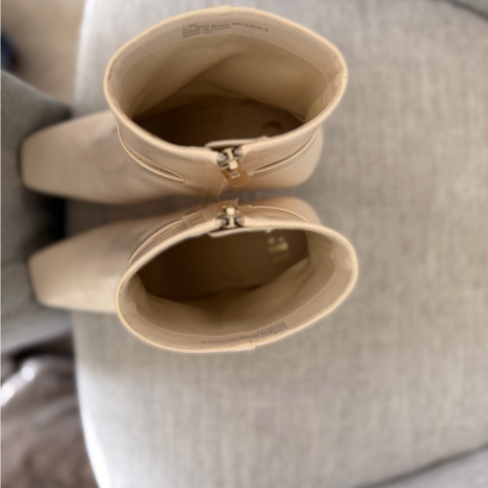 GB Girls Cream Heeled Boots with Buckle - Picture 6 of 6